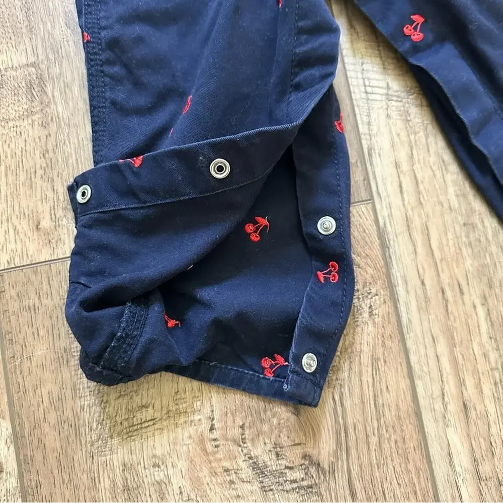 OshKosh B'gosh Overalls Navy Blue w/ Cherry Embroidery 🍒 Size 18m